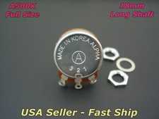 Alpha A500K Audio Taper 18mm Long Shaft Guitar Potentiometer Full Size Pot 500K