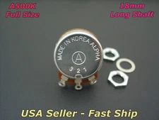 Alpha A500K Audio Taper 18mm Long Shaft Guitar Potentiometer Full Size Pot 500K
