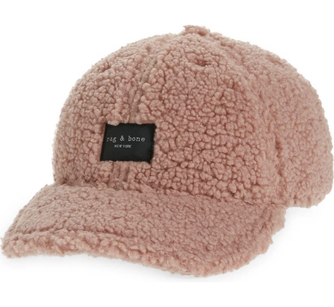NWT RAG & BONE Addison Fleece Baseball Cap (O/S) - Rose