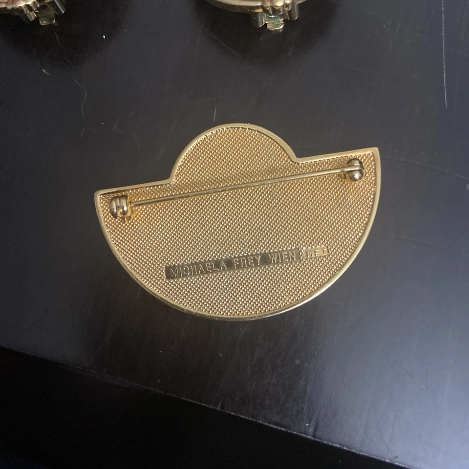 Michaela Frey Wien Fire Enamel Jewlery Set Bracelet Earrings Pin - Image 3 of 4