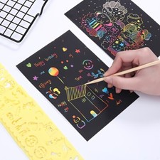 1pc DIY Colorful Scratch Art Set Non-Reusable ,Cartoon Doodles Scratch Painting