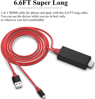 1080P HDMI Mirroring AV Cable for iPhone iPad Android Phone to TV HDTV Adapter