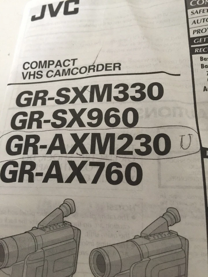 JVC COMPACT VHS CAMCORDER GR-SCM330 Manual ONLY - Image 2 of 4