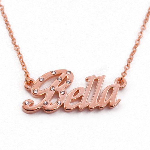 Name Necklace BELLA - 18ct Rose Gold 
