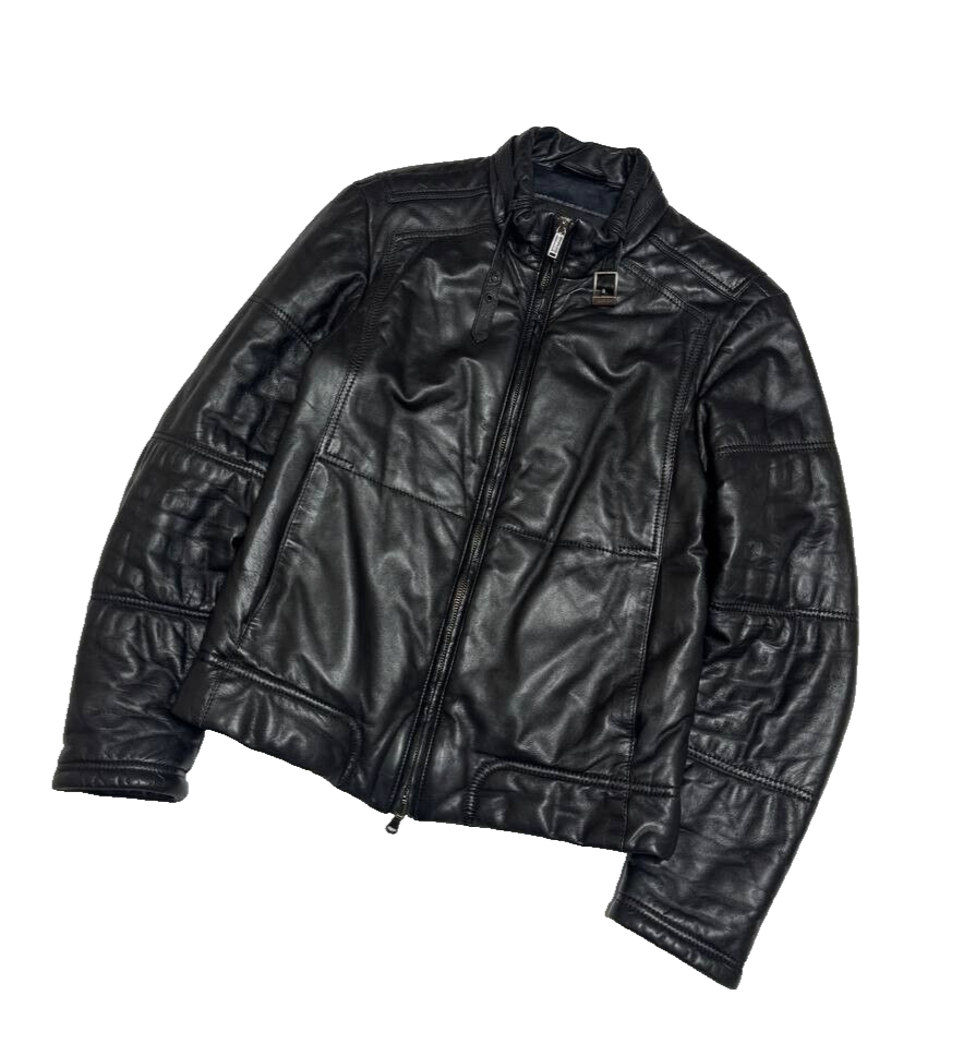 Bikkembergs Sheep Leather Black Mens Jacket 54 Made In Italy