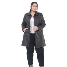 La Marey 100% Genuine Leather Long Coat Size 14 - Black For Winter
