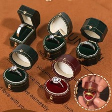 Vintage Leather Flannel Small Ring Box Exquisite Heart Shape Engagement Ring Box