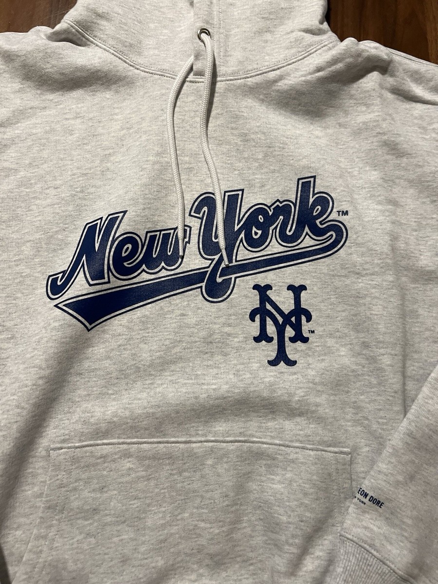 Aime Leon Dore ALD / New York Mets Logo Hoodie in Silver Mix Aime Leon Dore ALD / New York Mets Logo Hoodie in Silver Mix