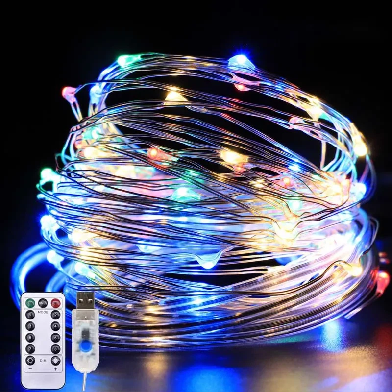 5-30M 100/200/300 LED USB LED String Fairy Lights Copper Wire Xmas Party Remote - Image 2 of 4