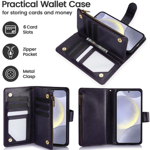 Zipper Wallet Case Leather Flip RFID Cover For OPPO A80 A60 A40 A58 A18 A78 A98 - Picture 68 of 88
