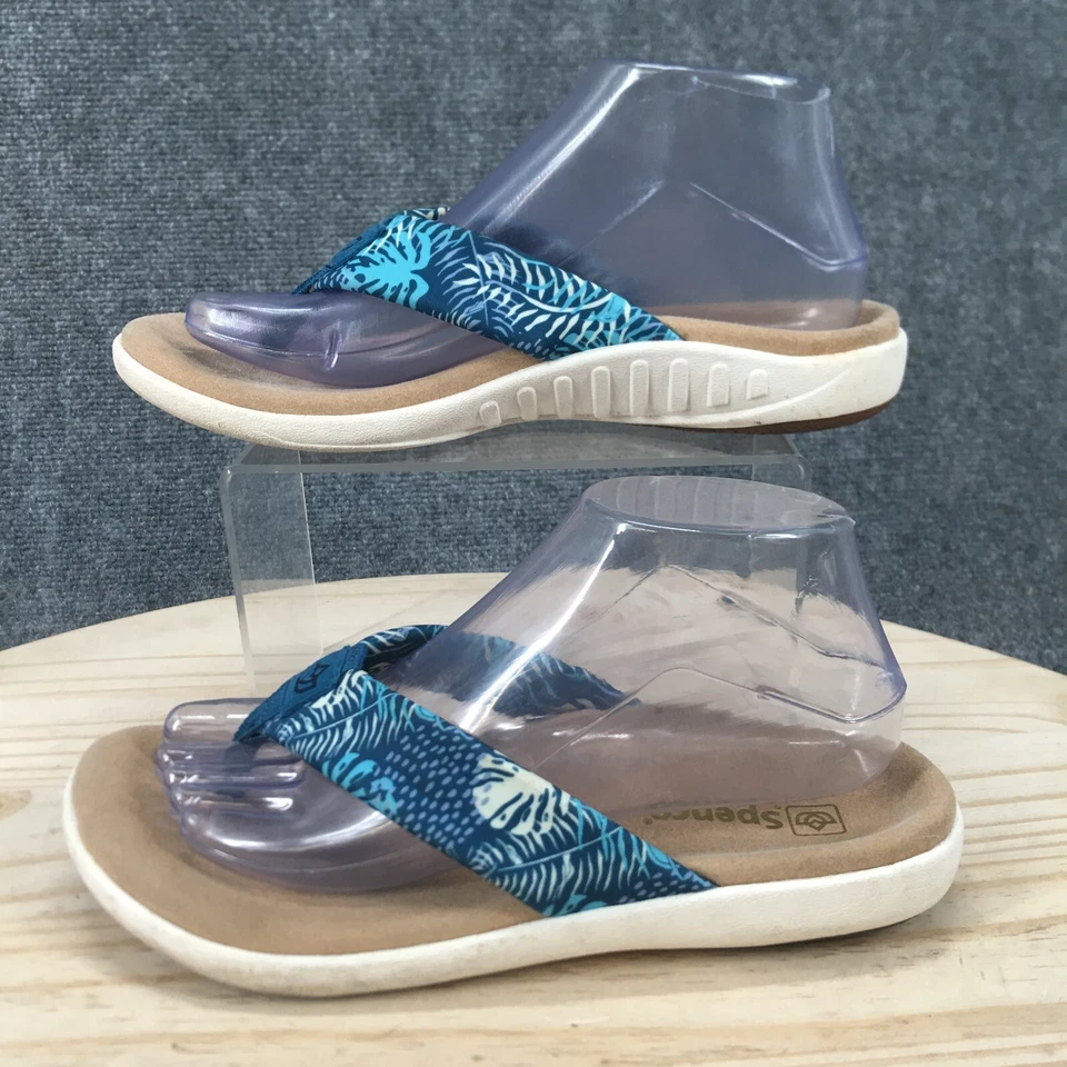 Sandalias Spenco Mujer 7.5 B Victoria Chanclas Tanga Multicolor Puntera Poste Hoja Foto 2 de 4