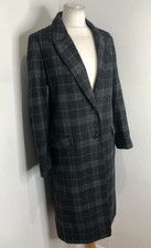 Helene Berman Grey Check Tweed Coat Uk 12 Vgc Overcoat Jacket Wool Blend Smart