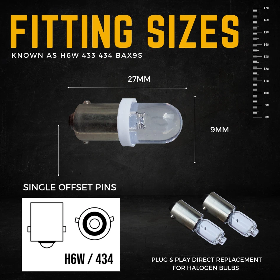 10x H6w Bax9s 433 Led White Side Light Car T11 1895 Interior 434 T4w Bulbs 12v - Image 4 of 4