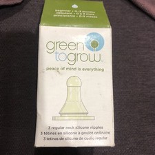 1 Pack Green To Grow 3 Regular Neck Silicone Baby Nipples