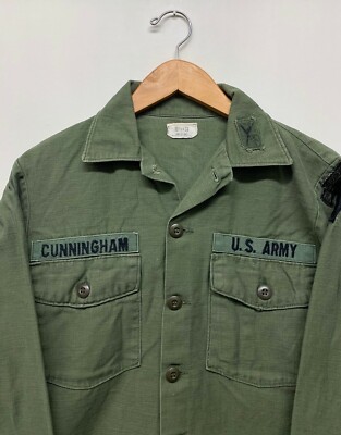 70s US Army OG107 32×33 Vintage OG107 Fatigue Shirt, Size 15 1/2 x 33, 1960-70s US