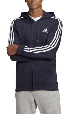 adidas Essentials Fleece 3-Stripes Full-Zip Hoodie Fleece Large
