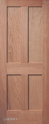 GLOBAL ONE FOREST PRODUCTS PREMIUM WOOD DOORS 4 Panel Flat Mission / Shaker Stain Grade Cherry Solid Core Interior Wood Doors