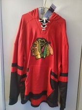 Chicago Blackhawks Hoodie Mens 2XL Black & Red Old Time Hockey Pullover NWT