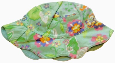 Vintage 2000 2001 Reversible Gymboree Pop Florals Safari Hat Size 18-24 mo 2T 3T