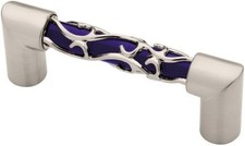 Blue Glass Nickel Pull Handle Kitchen Cabinet...