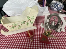 Religious Christmas Lot 4 Items ~Santa’s Sleigh JOY Nativity Angel Ornament