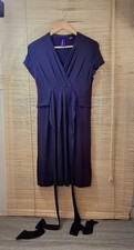 Navy Serephine Maternity Dress Motherhood Tie Back Empire Waist Size 10