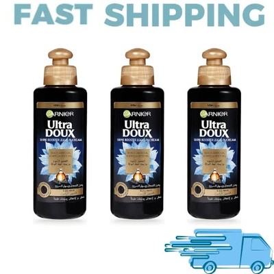 3x Garnier Ultra Doux Black Charcoal &Nigella Seed Oil Shine  Leave-In 200ml