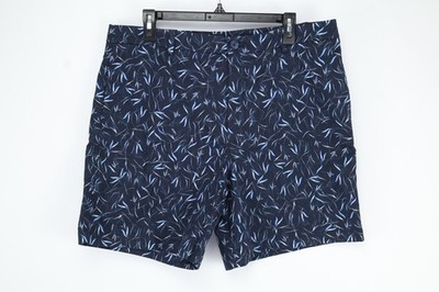 Hugo Boss Karlos Shorts Dark Blue Leaf Print Size 34R