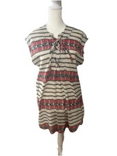 Madewell Catarina Cover Up Tunic Tribal Aztec Red Black Dress SIZE X-SMALL