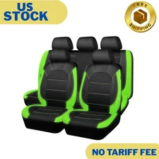 Luminous Green Leather seat Covers Universal-Full Set,Black with Green