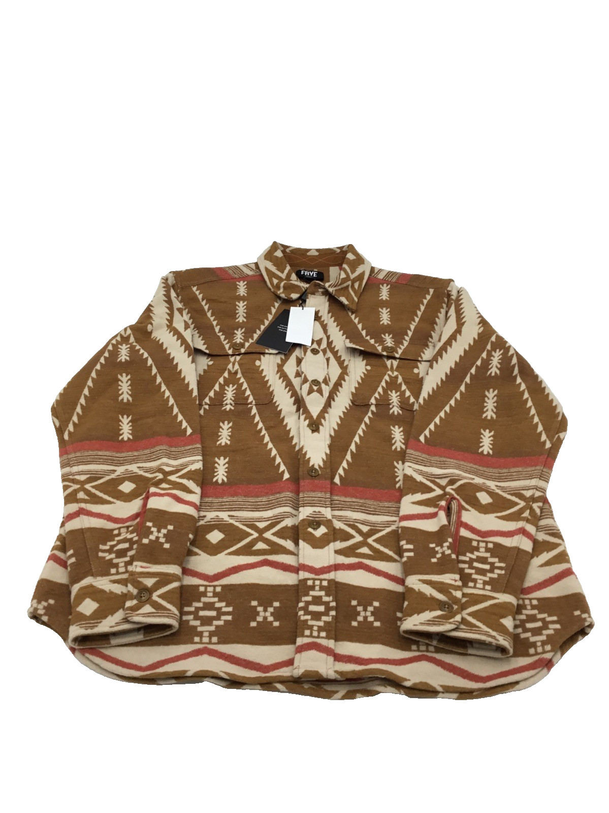 Frye Men Long Sleeve Printed Shacket Almond Milk Small 17390₽
