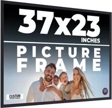 37x23 Frame Black Real Wood Picture Frame Width 0.75 inches | Interior Frame Dep