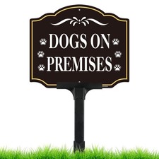 Dog on Premises Sign with Adjustable Height Stake Set, Beware of Dogs Signs f...