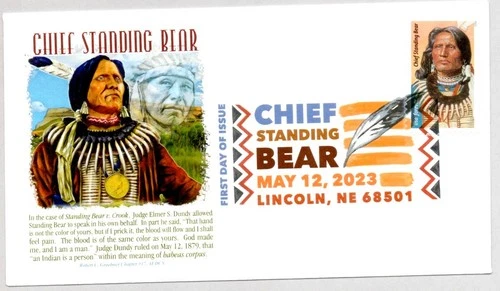#5798 CHIEF STANDING BEAR NATIVE AMERICAN INDIAN STAMP COLOR CANCEL FDC