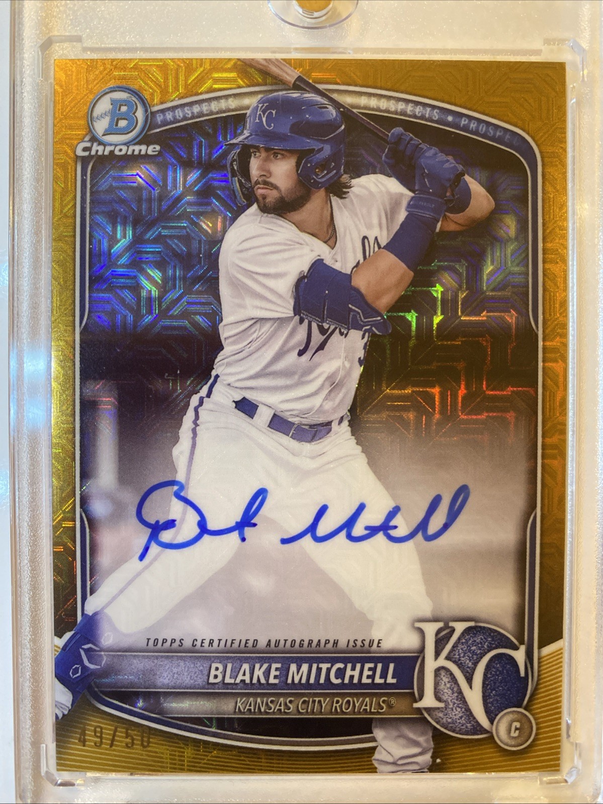 Blake Mitchell 2025 Bowman Chrome #BMA-BMI Mojo Refractor GOLD Auto /50 Royals