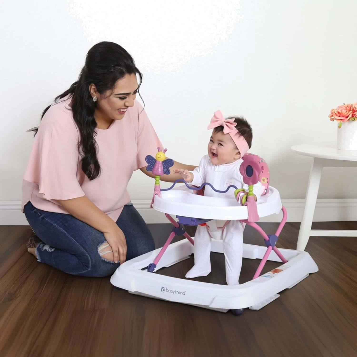 Emily Pink Trend Activity Walker with Removable Toy Bar & Adjustable Height