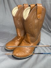 Old West Girls Brown Leather Western Cowboy Boots OR9117 Size 13