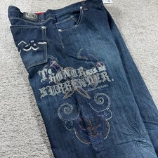 NWT Baggy Grunge Crown Holder Y2K 2000 s Embroidered Skater Denim Jeans