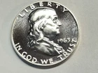 1963 FRANKLIN SILVER 90% HALF BU PROOF ~  FROM U.S. MINT PROOF SET!