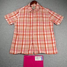 Ralph Lauren Polo Shirt XL Light Red Plaid Button Up Short Sleeve Mens