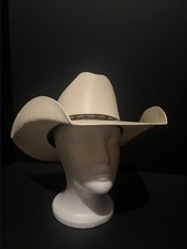 Justin 10X Morgan Straw Cowboy Hat Ivory White Milano Size 6 7/8 55 Vented