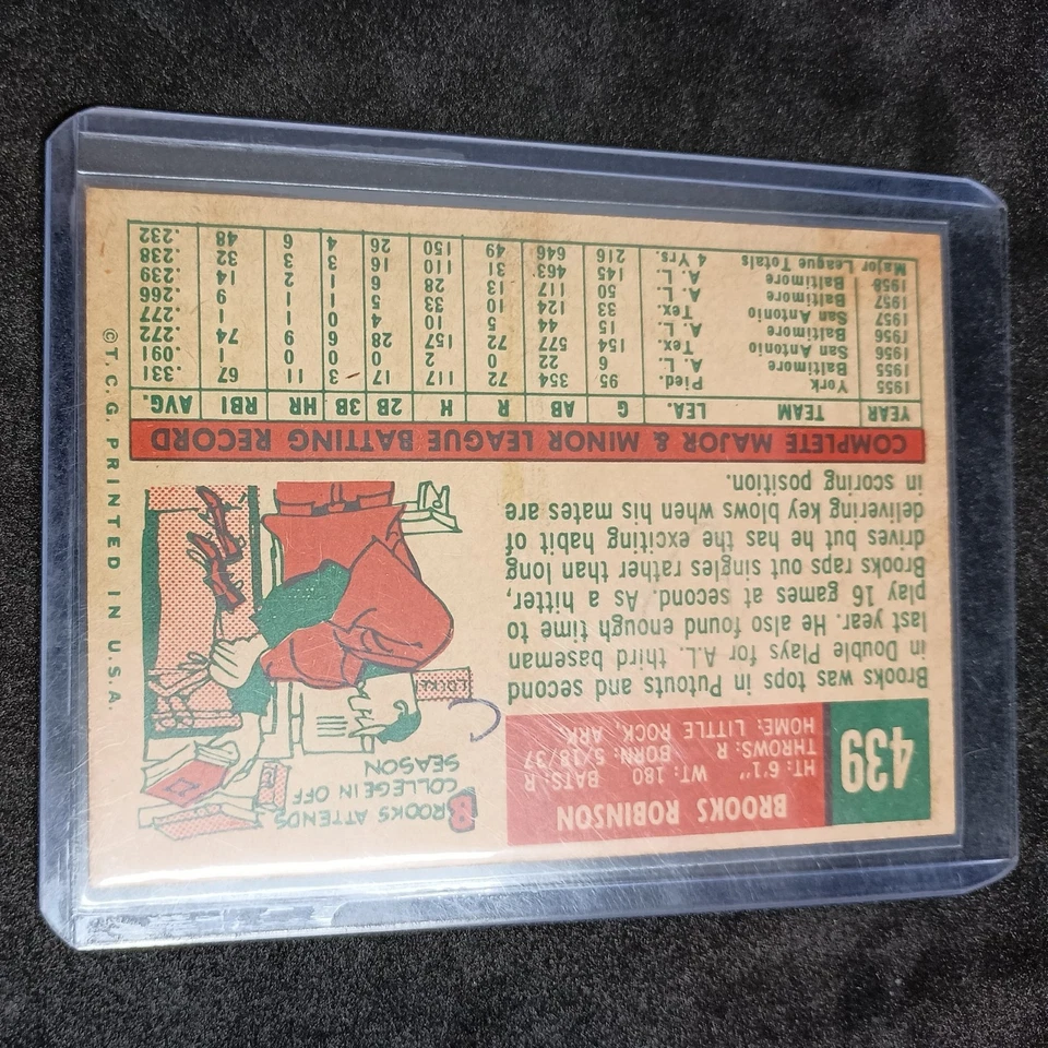 1959 Topps Set-Break #439 Brooks Robinson en muy buena condición-VGEX HOF Foto 2 de 4
