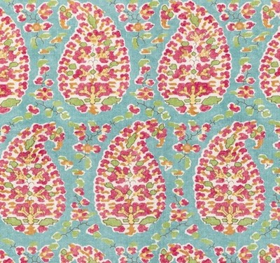 BRUNSCHWIG & FILS FABRIC 'ROUGIER PRINT - AQUA' 5 METRES - OUTDOOR FABRIC