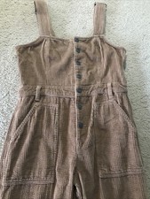 Aerie Kick Flare Thick Corduroy Wide Leg Jumpsuit Overalls Camel Tan WOMENS M