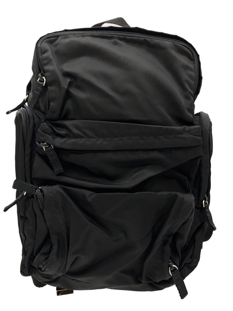 PRADA Backpack Rucksack Nylon Black Plain V135 Used