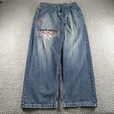 Vintage Paco Jeans Jeans Mens 33x32 Blue Wide Leg Embroidered Tribal Denim