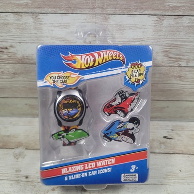 Hotwheels Blazing LCD Watch & Slide-On Car Icons 2011 Rare Free Shipping