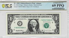 1995 Federal Reserve 'WEB' note-(FD Block Run 14--4/9)-PCGS GEM 69 PPQ- TOP POP