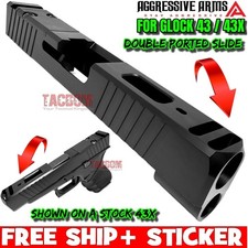 AGGRESSIVE ARMS DOUBLE BLACK PORTED FOR GLOCK 43 43X - WORKS WITH FACTORY BARREL