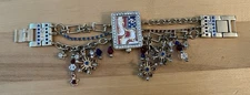 Lunch At The Ritz 2GO Wrist Watch American Flag With Crystal Charms